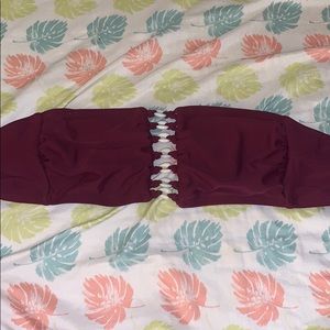 Maroon shell swim top